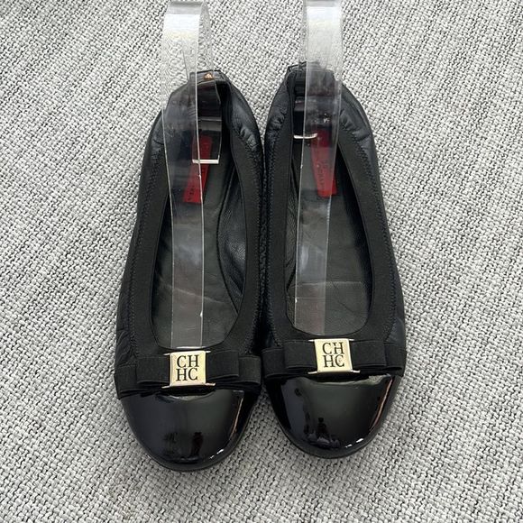 Carolina Herrera Shoes Womens Size 7.5 Black Ballet Flats - Picture 3 of 9